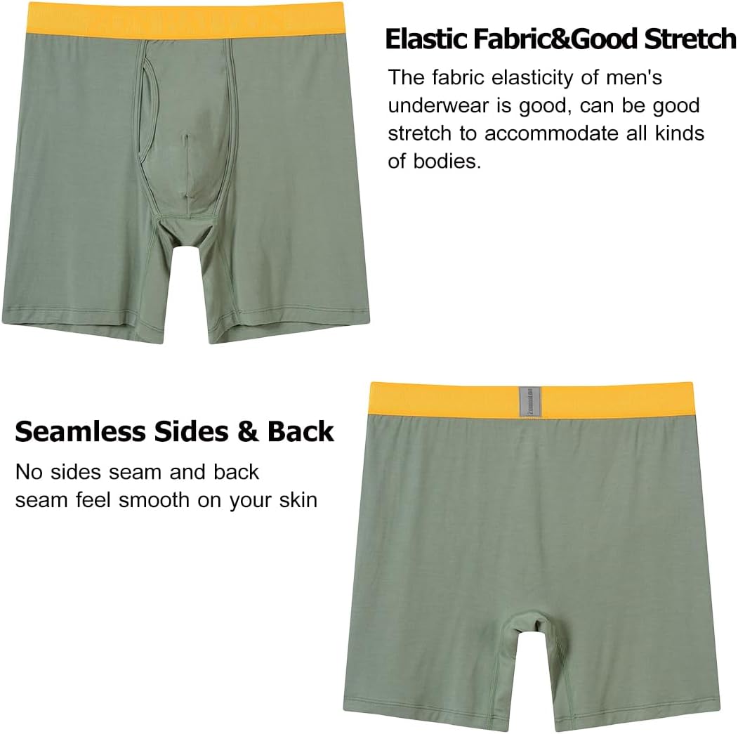 ZONBAILON Men's Bamboo Viscose Long Leg Boxer Briefs Underwear M L XL 2XL 3XL
