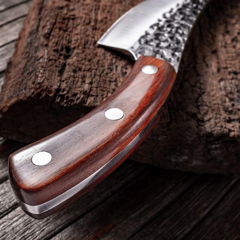 DAXXIN Meat Cleaver,Cleaver Knife, 5 Inch Home Butcher's Butcher's Knife For Carving Meat And Boning Small Cutlass Hand Forged Skinning Knife Kitchen Meat Slicing Knife(J-cd42B)