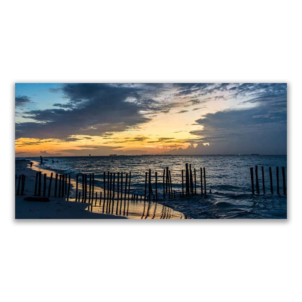 Toile imprimée 140x70cm grand format panoramique paysage mer et plage