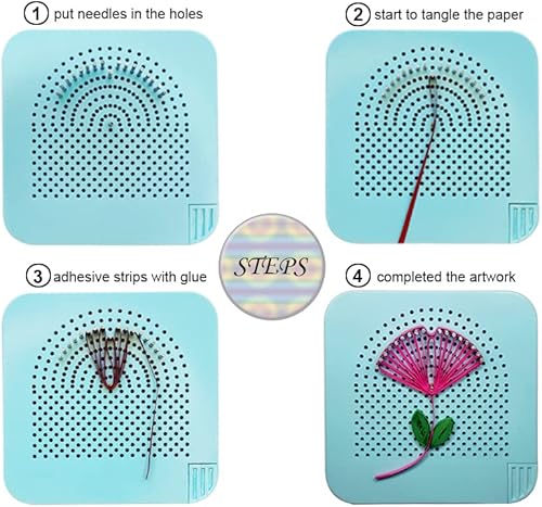 Miniatura 4 de 8 piezas, kits de quilling, herramientas de relleno de papel, tabla de tejer de quilling, agujas de quilling, entrenador de curling de quilling,