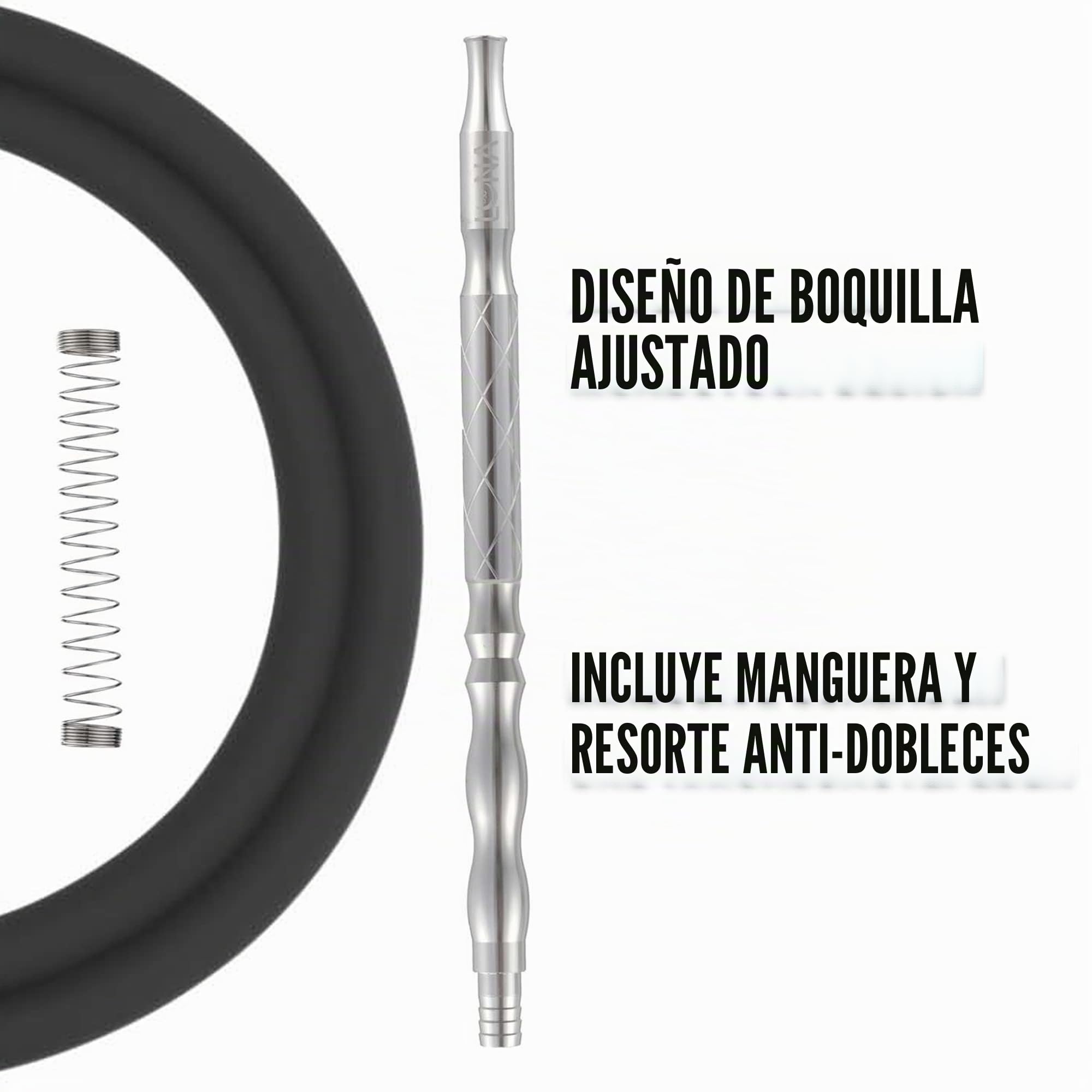 LUNA HOOKAH Shisha Premium | Pipa de agua | Juego completo de 4 mangueras, conexión de elegante diseño, incluye manguera, boquilla, alicates, cabezal de piedra, difusor – accesorio para chimenea –