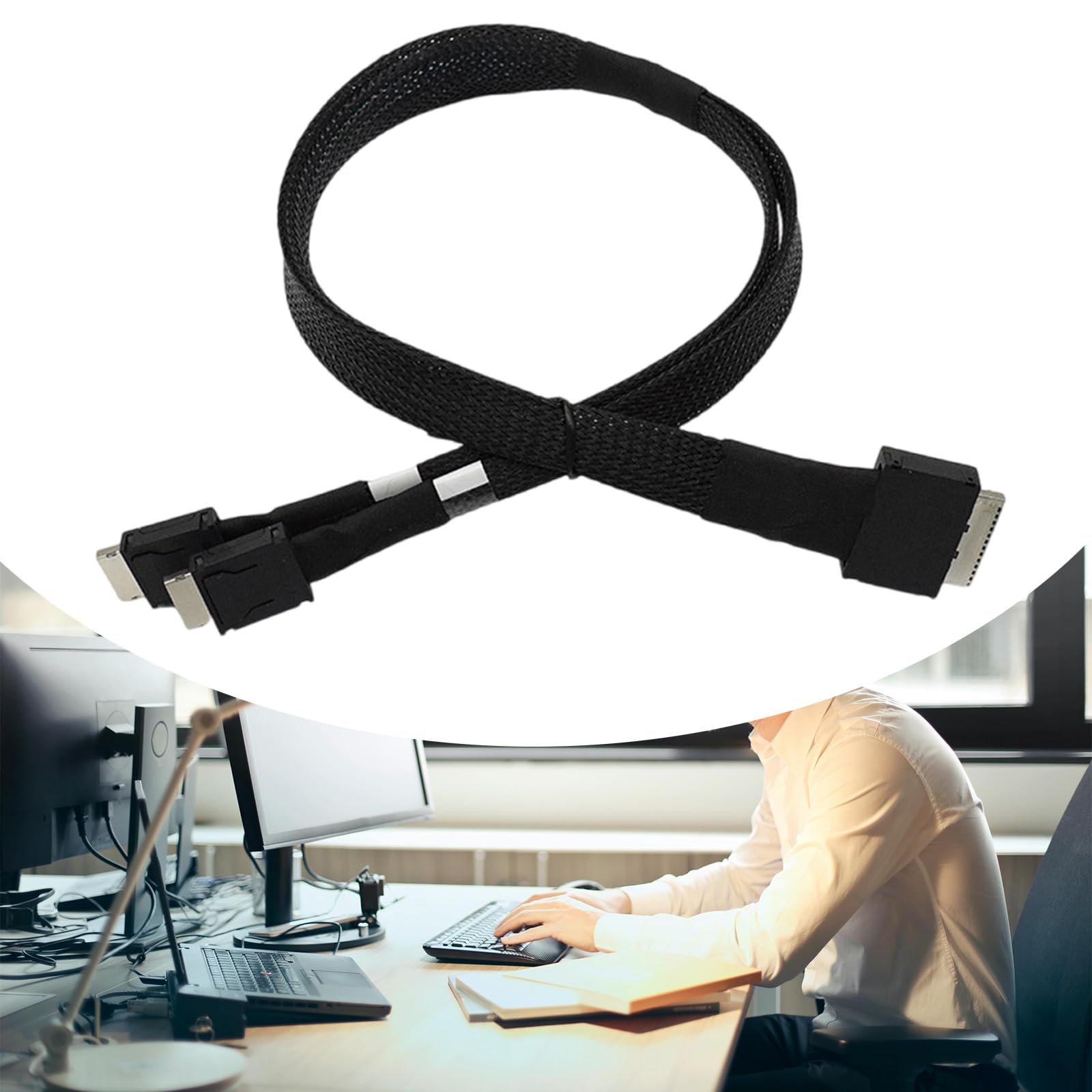 Cable de datos, SFF8611 8i a SFF8611 4ix2 Cable de datos para fiabilidad, redes de alta velocidad, conectividad con múltiples dispositivos, transferencia de datos rápida