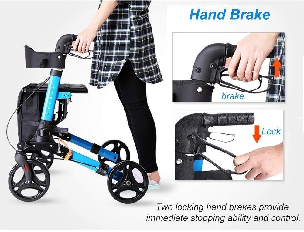 Andador Con Ruedas Plegable Andador Con Ruedas Andador Para Personas Mayores Para Interiores Y Exteriores Para Todo Terreno Andador Ligero De Altura Ajustable Con Asiento Andador Con Capacidad De Car