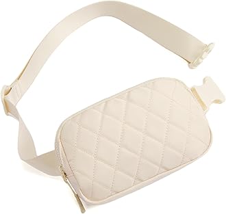 TelenaBelt Bag for Women Men Fashionable Crossbody Fanny Pack for Women Waist Bag with Adjustable Strap Beige-Quilted