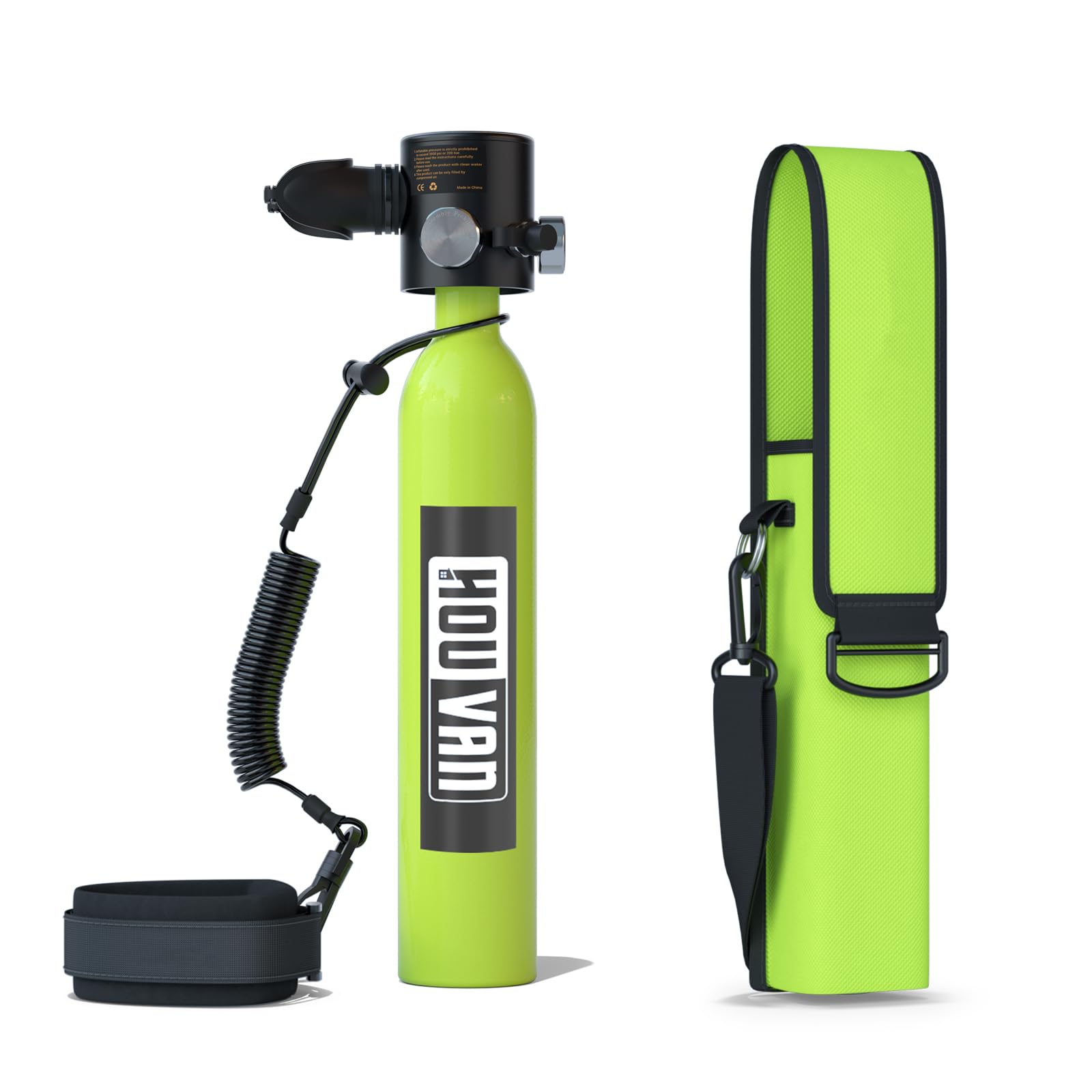 HOUVAN Mini Scuba Tank 0.5L Capacity Inflatable Diving Tank DOT Certified Support 6-10 Minutes of Underwater Breathing Portable Scuba Tank up to 33feet for Underwater Work/Underwater Recreation