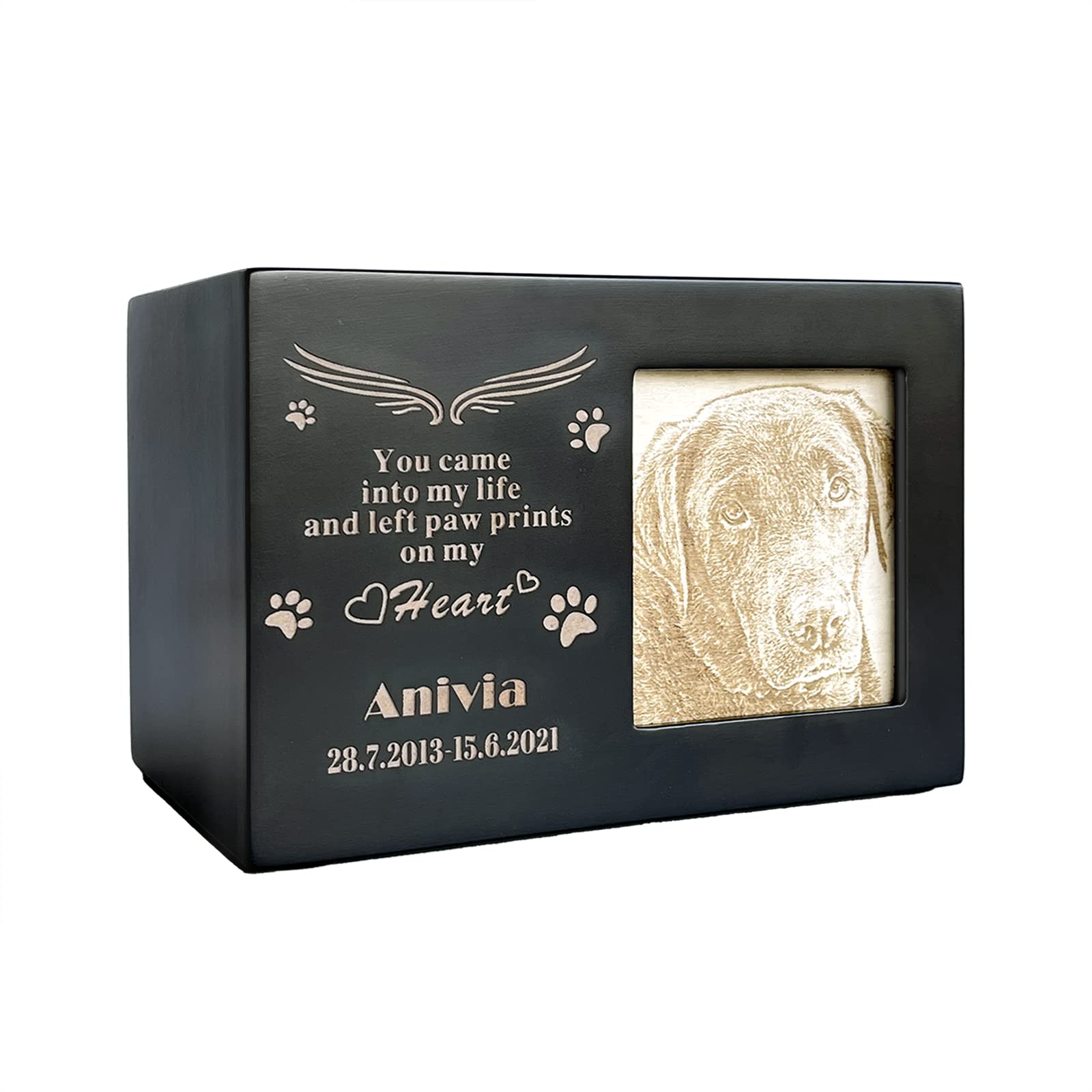 Tarngod custom name and date, engrave your blessing text, custom urn, pet urn for dogs and cats, souvenir wood box. — image 1