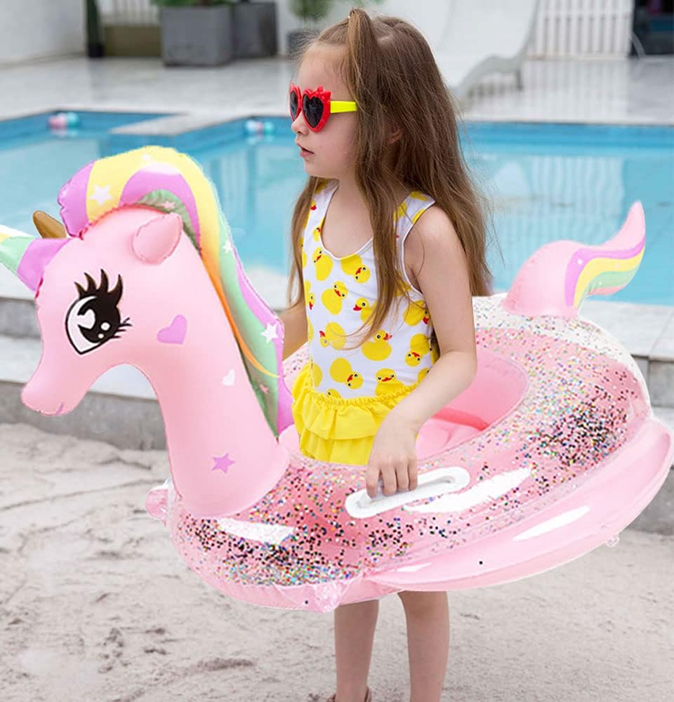 New Baby Swimming Pool Floats for Toddler Kids 8-48 Months Under 44lb, Inflatable Swim Ring Water Raft with Seat for Summer Beach Outdoor Children Infant Bath Toys