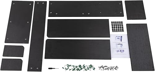 Miniatura 5 de Goudergo Organizador de escritorio de madera, estante de escritorio de oficina negro, estante de escritorio de esquinas redondas, estante de