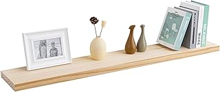 Fun Memories 48 Inch Floating Shelves for Wall, Deep Rustic Solid Pine Wood Floating Shelf - Farmhouse Wall Mounted Display Shelf with Heavy-Duty Metal Bracket, 48" W x 8" D, Set of 1, Unfinished