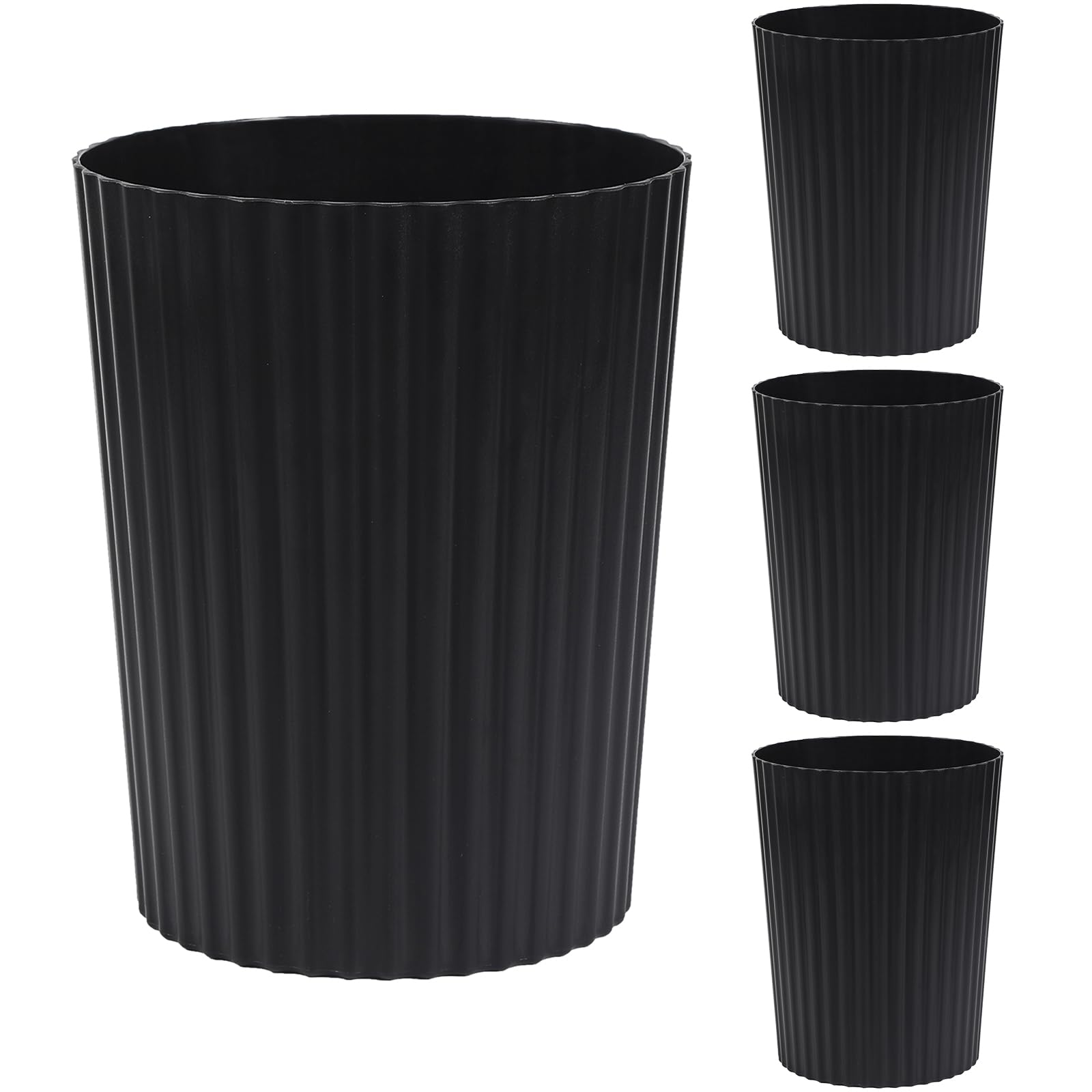 JiatuA Small Trash Can Plastic Wastebasket Round Garbage Container Bin for Bathroom, Kitchen, Bedroom, Home Office, College Dorm, Dark Grey 4 Pack