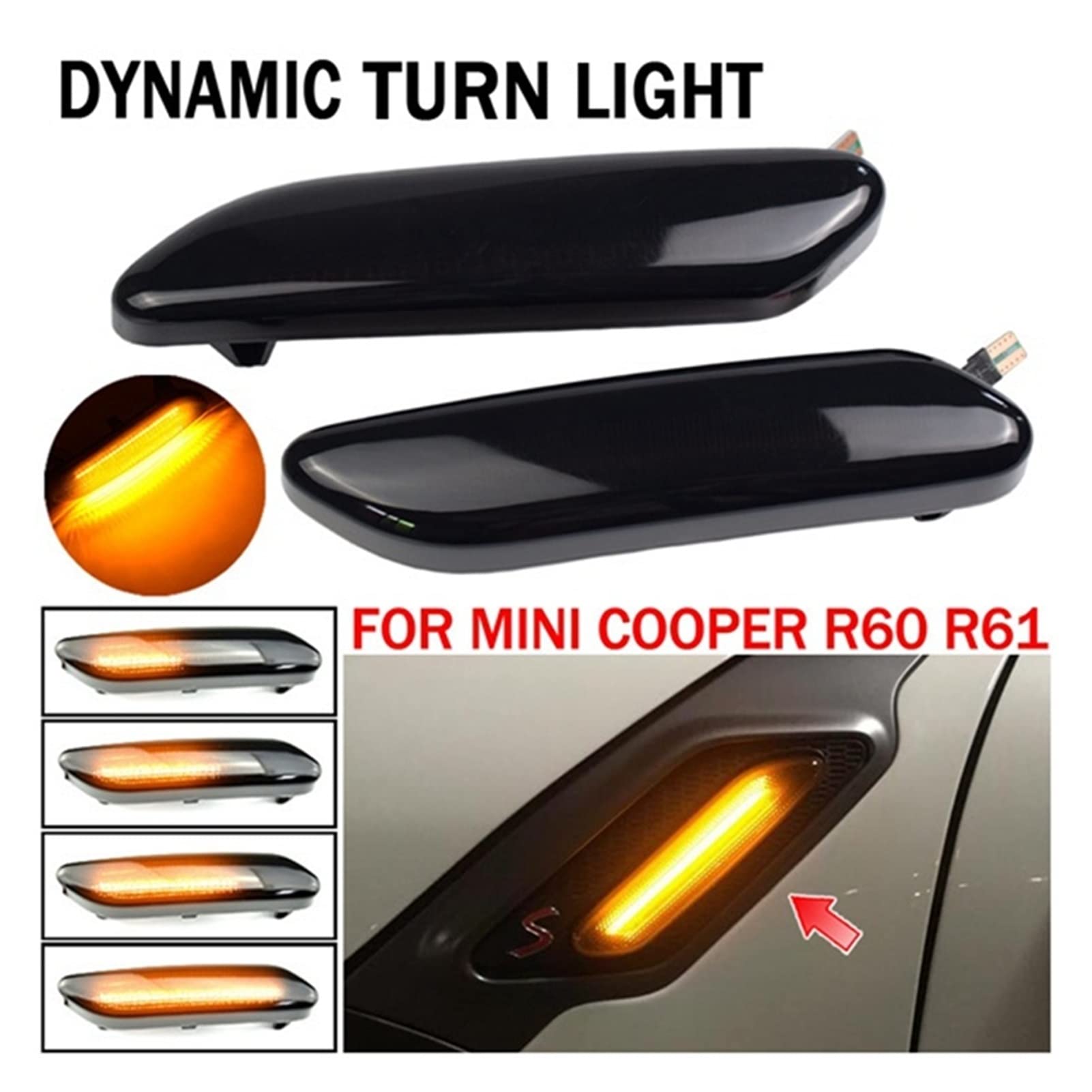 Dynamiczne światło kierunkowskazu bocznego kierunkowskazu kierunkowskazu kierunkowskazu światła dla Mini dla Cooper R60 Countryman R61