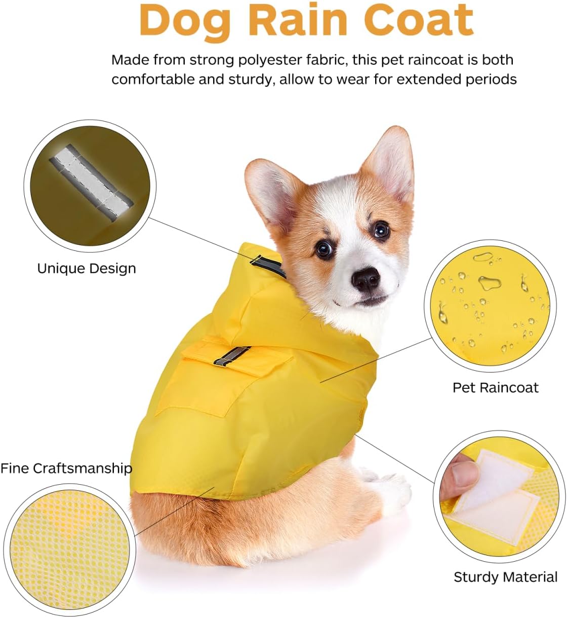 YARNOW Dog Raincoat with Hood for Small Dogs Puppy Rain Jacket Lightweight Pet Raincoat for Outdoor Use Fit for Dogs and Puppies