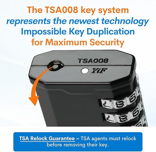 Miniatura 3 de Forge Cerraduras de viaje aprobadas por la TSA de 4 dígitos, sistema de llaves TSA008, duplicación de llaves imposible, candado de combinación