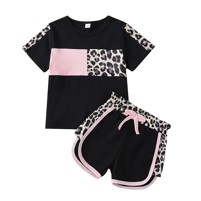 Toddler Girl Clothes Summer Outfits Cute Baby Short Sleeve T-shirt Shorts Leopard Camo Printed 18 Months to 6