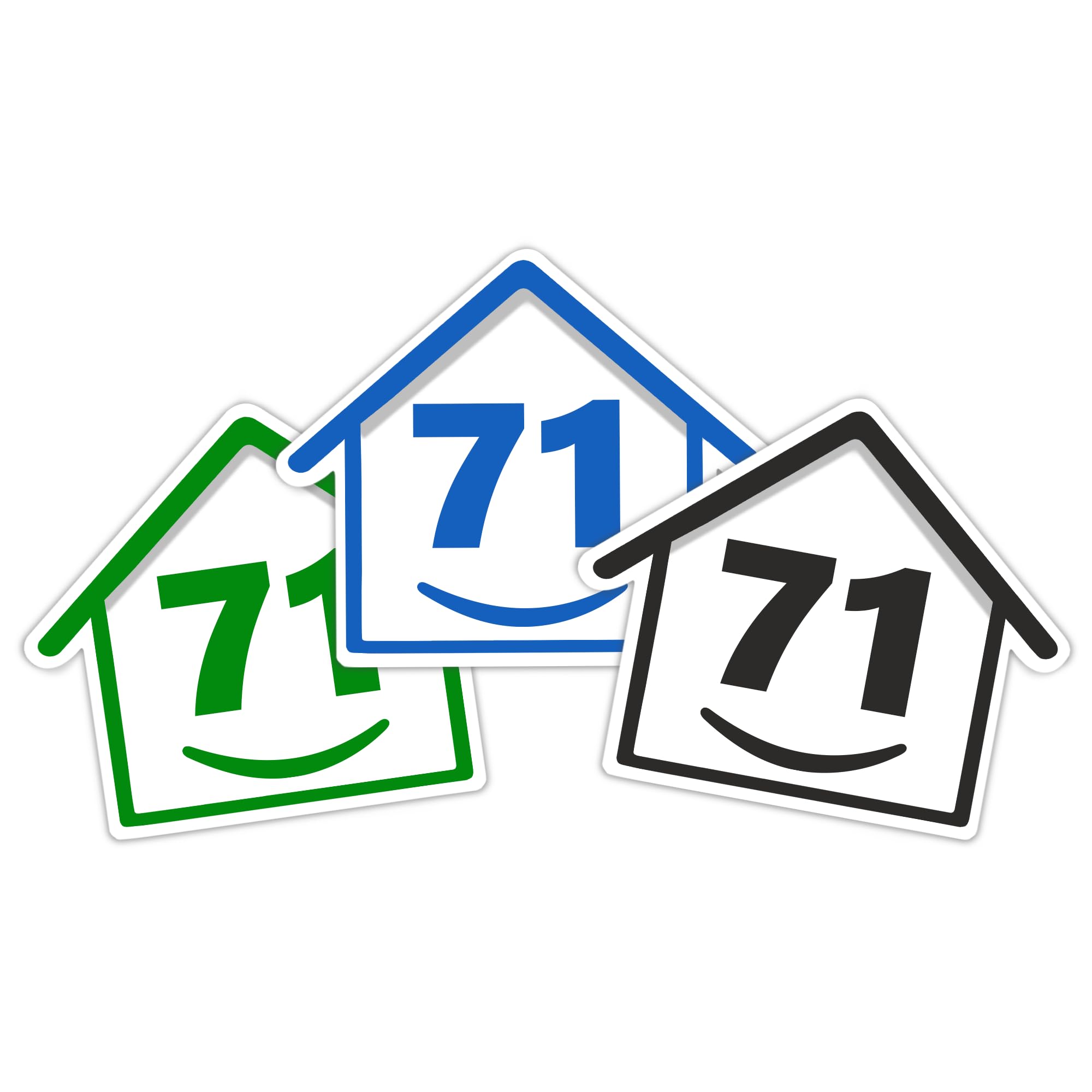 3 x Bin Numbers for Wheelie Bins, 1-99, 15cm ‘Happy House’ Colour Design Dustbin Stickers, Easy Application Stick On Number Stickers - Weatherproof Self Adhesive Vinyl – Blue, Black and Green (14) — view 72
