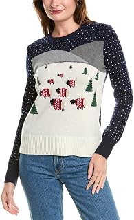 Brooks Brothers Womens Merino Wool Sheep Intarsia Sweater