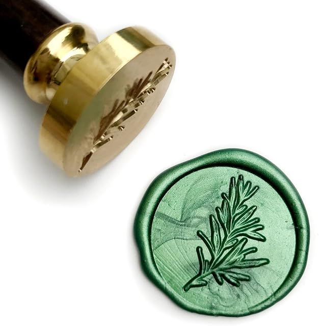 UNIQOOO Rosemary Botanical Twig Green Plants Wax Seal Stamp for Wedding, Great for Cards Envelopes, Invitations, Wine Packages, Snail Mails, Letter Sealing, Gift Ideas for Bride, Friend, Lover