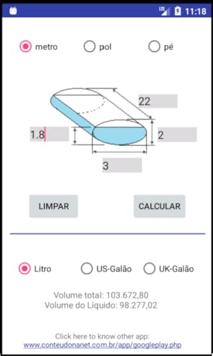 Volume de tanques - Calculadora