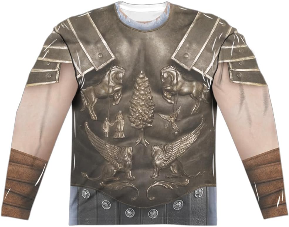 Popfunk Gladiator Colosseum Armor (Front/Back Print) 100% Polyester Adult Long Sleeve Costume T Shirt for Men & Women