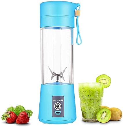 NamoTraders portable Electric Powerful Mini Juicer 6 blade Mixer Blender with USB Rechargeable Cup and 6 Blades (Multicolor, 380ml)