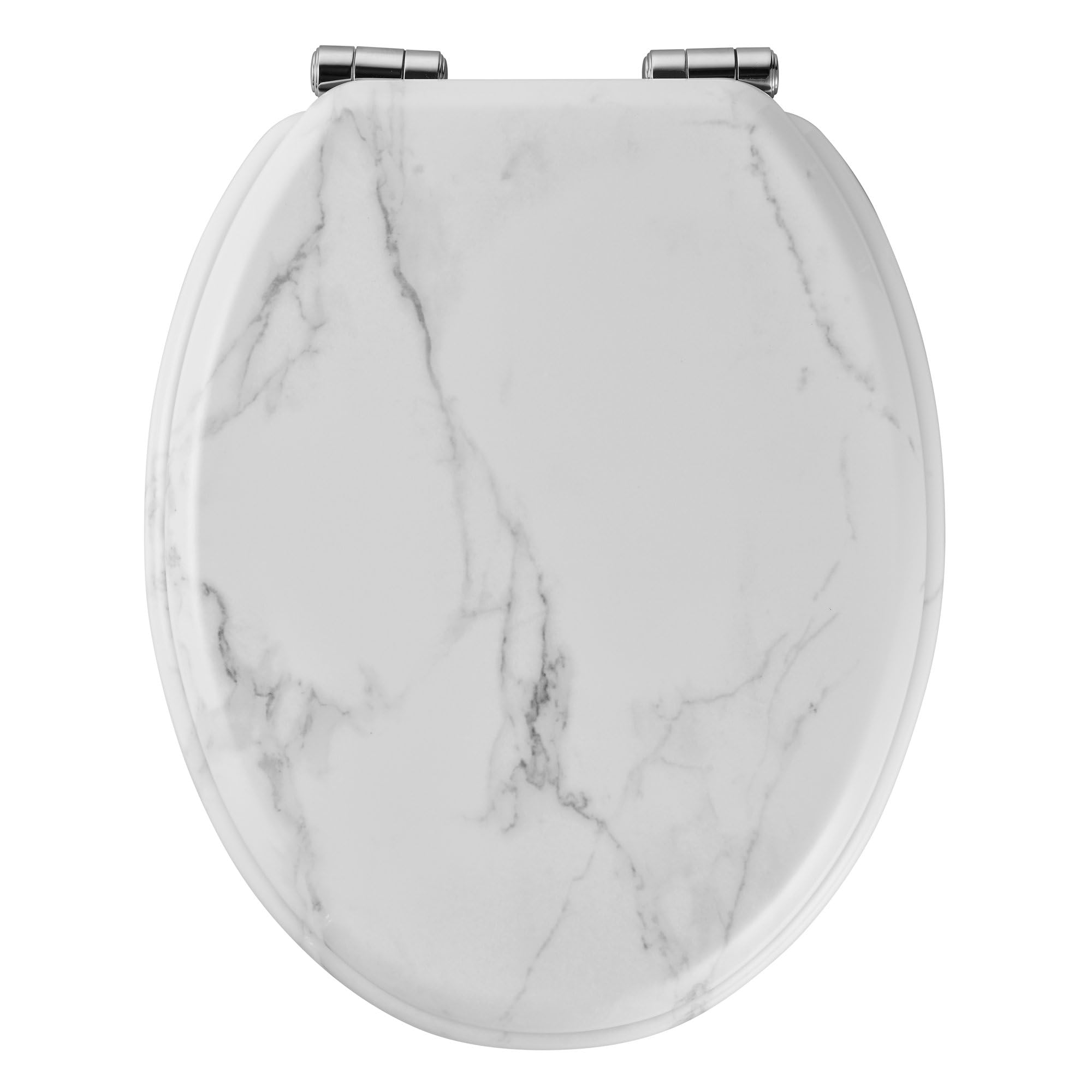 GoodHome Abattant WC Pilica Marbre Blanc et Noir MDF avec Frein de Chute