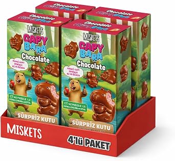 Miskets Capybara – Çilekli Krema Dolgulu Sütlü Çikolata 60 g x 4 Adet