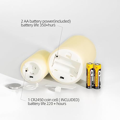 Miniatura 3 de Eywamage Velas votivas sin llama con pilas remotas incluidas, juego de 7 velas eléctricas LED, ABS realistas parpadeantes+cera de parafina, marfil