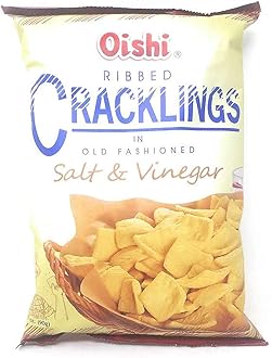 Oishi Ribbed Cracklings in Old Fashioned, Salt & Vinegar Flavoured, 90g, 3 Pack