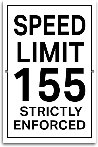 AMERICAN LUXURY GIFTS Speed Limit 155 Quote - Funny Rustic Vintage Racing Metal Wall Decor for Garage Man Cave Bar Home Car Enthusiasts - 7.75x11.75