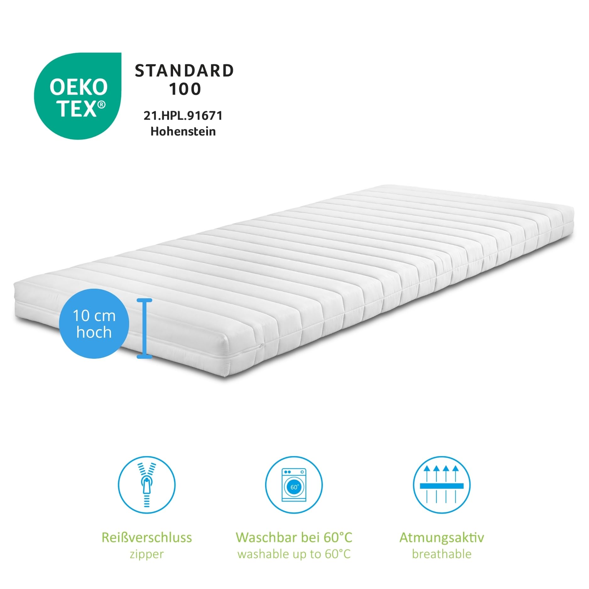 Bodyprotect Kaltschaummatratze Comfort Line 90x190 cm, orthopädische Matratze Härtegrad H2 weich - mittelfest, Oeko-TEX, ergonomische Schaumstoffmatratze Höhe 10 cm, Made in EU