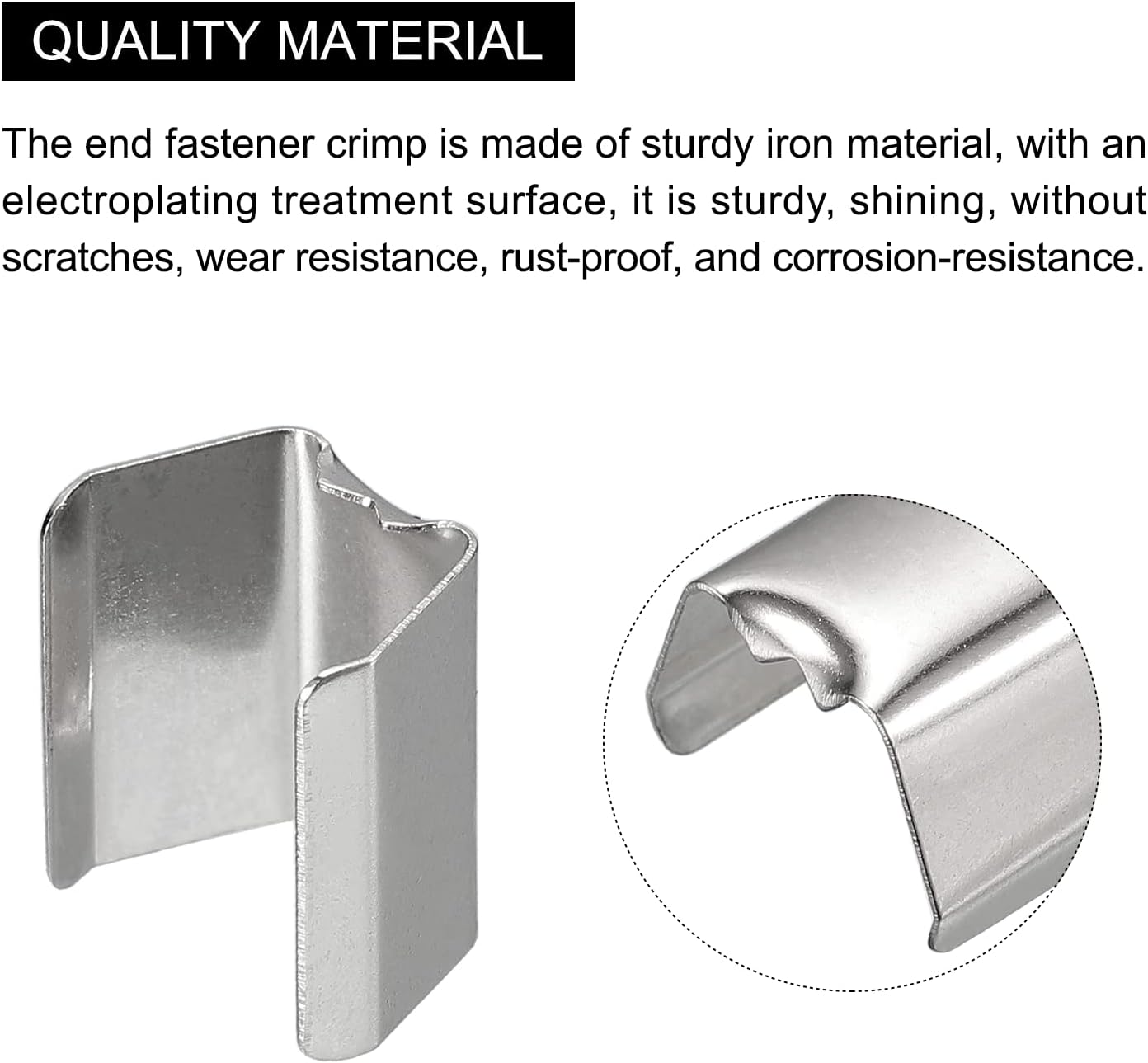 uxcell Fold Over Crimp Caps, 100Pcs 12 x 8mm Ribbon End Clasp Tips Clamp Cord Ends for Jewelry DIY Craft Making, White Nickel image 4