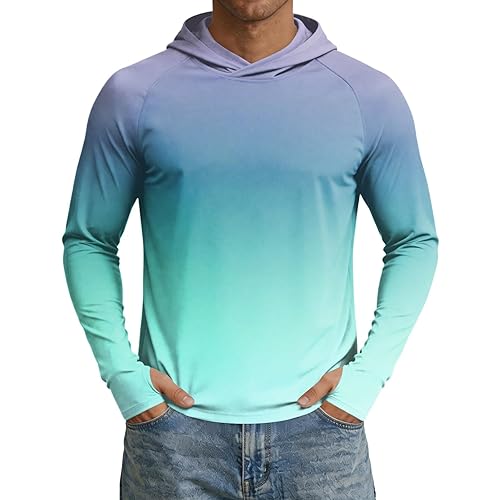 Mens UPF 50+ Sun Shirts Uv Protection Long Sleeve Sun