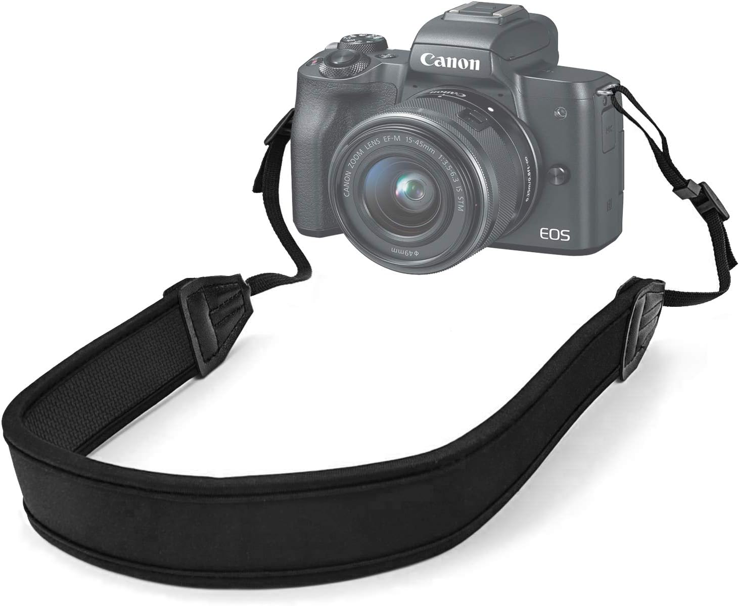 Hukado Camera Strap, Adjustable Anti-Slip Elastic Neoprene Shoulder Neck Strap for Most Canon Nikon Sony DSLR Cameras and Binoculars, Black