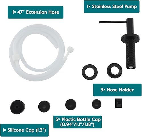 Miniatura 6 de Gappo Dispensador de jabón negro mate mejorado para fregadero de cocina, bomba de encimera de acero inoxidable, dispensador de jabón integrado para