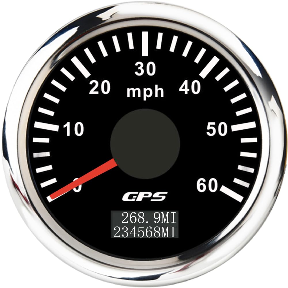ELING 52mm GPS Speedometer 0-60 MPH with GPS Antenna with 7 Colors Backlight for RV Boats