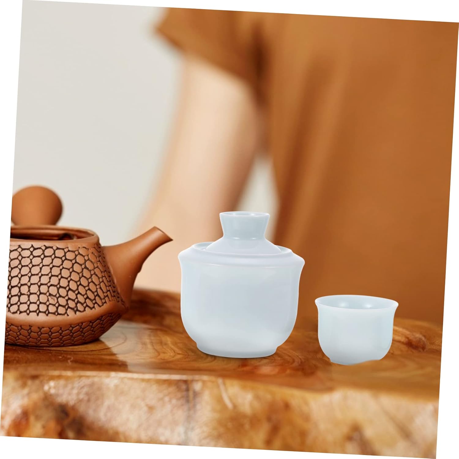 Hemobllo 1Set Ceramic Wine Warmer with Cups Traditional Chinese Style Liquor Warming Kit for Home Restaurants and Tea Houses Elegant and Safe Design