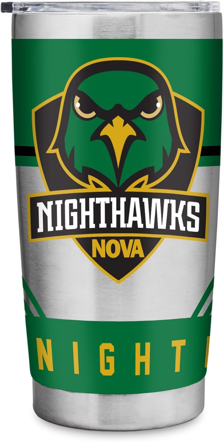 Rico Industries NCAA Northern Virginia CC Nighthawks Standard 20oz Stainless Steel Tumbler with Lid - Great For Coffee, Tea, Water or Cocktails