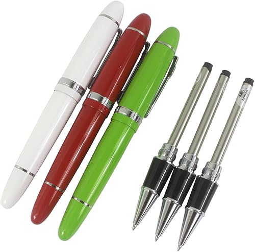 Miniatura 3 de 3 bolígrafos Jinhao 159 Big Barrel Rollerball en 3 colores (rojo, blanco, verde) juego de bolígrafos que equilibra bien la escritura suave, con