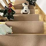 階段マット 折り曲げ付き 滑り止めマット【50X22cm 15枚】階段用ステップマット 階段カーペット 防音 吸着マット 置くだけ ズレない 洗える 階段敷き 床保護 カット可能 四季通用 厚手生地 キズ防止 子供や高齢者 ペットなどの安全対策に 家庭/事務所/オフィス/賃貸使用可 ベージュピンク