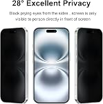 3-Pack Privacy Screen Protector for iPhone 16 / iPhone 15 [6.1 Inch], Anti-Spy Private Tempered Glass Film, Anti-Scratch, Case Friendly, Bubble-Free, 9H Hardness