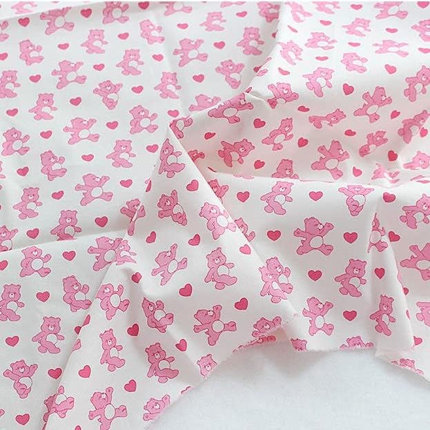 Miniatura 3 de Tela de algodón de The Yard Fashion Toy Printed Character Kawaii Lovely 44" de ancho acogedor corazón rosa oso hecho en Corea (blanco)