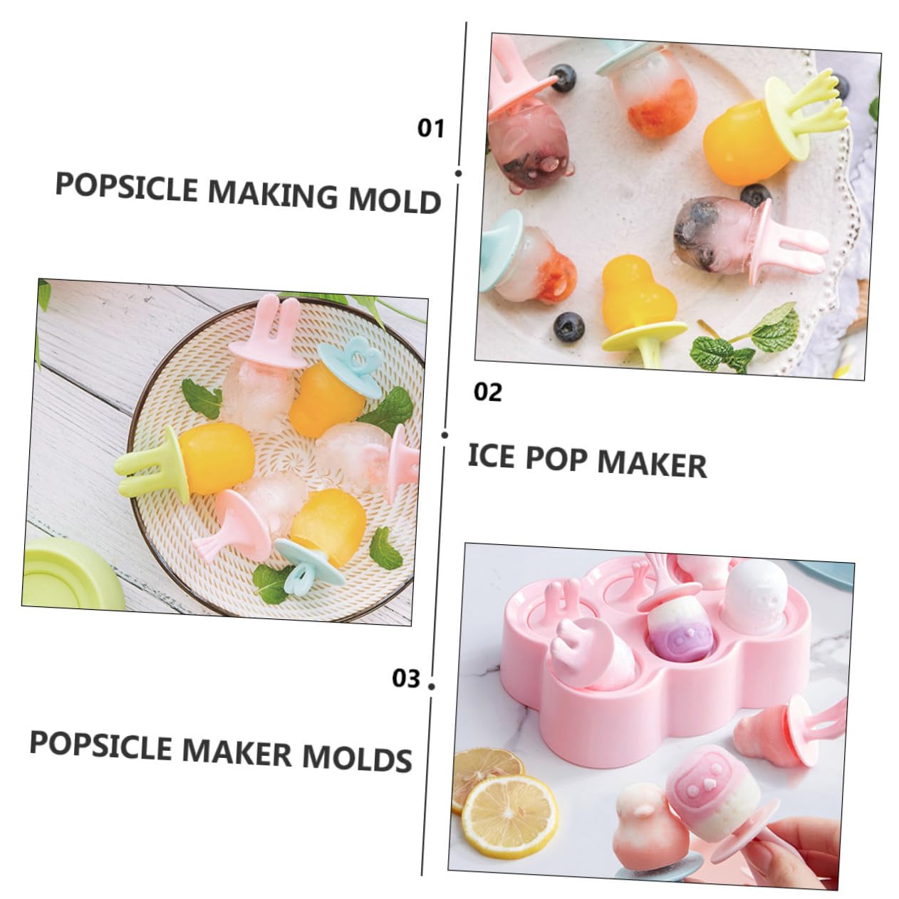 4ensembles Moules à Glace Silicone Lot de Design Animalier pour Soi-même Glaces Yaourts et Glaçons