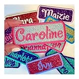 Custom Name Patch Embroidered Tag Sparkling Glitter Iron On Or Sew On - Choose Your Colors (1 Patch)
