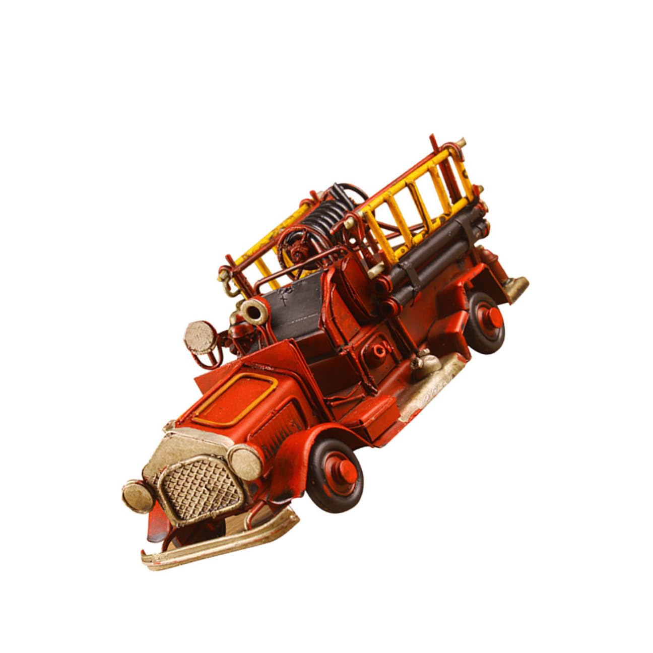 TOYANDONA Miniatur Feuerwehrauto Modell Schmiedeeisen Retro Metallhandwerk Heimdekoration Vintage Kunstvoll Gestaltetes Schreibtischaccessoire