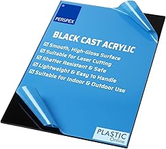 3mm Plexiglass Black Gloss Cast Acrylic Plastic Sheet Panel with Finished Polished Edges A4-21cm x 29.7cm