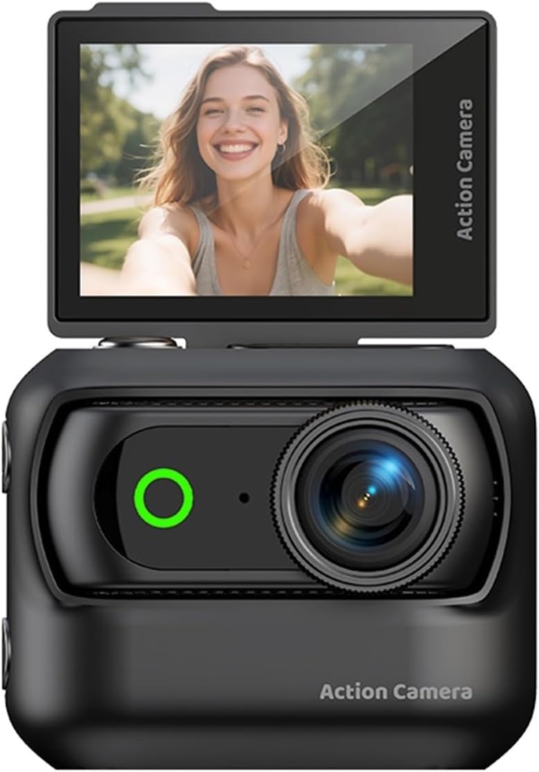 2.0in Flip Screen WiFi Mini Sports Camera Magnetic Neck Strap for Outdoor Vlog & Selfie Recording