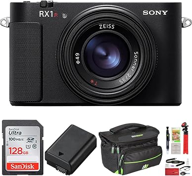 Sony RX1R III Compact Full-Frame Digital Camera 61MP - Black DSC-RX1RM3 Bundle with Sandisk 128GB Memory Card, NP-FW50 Replacement Battery and Deco Photo Camera Bag with Accessories Medium