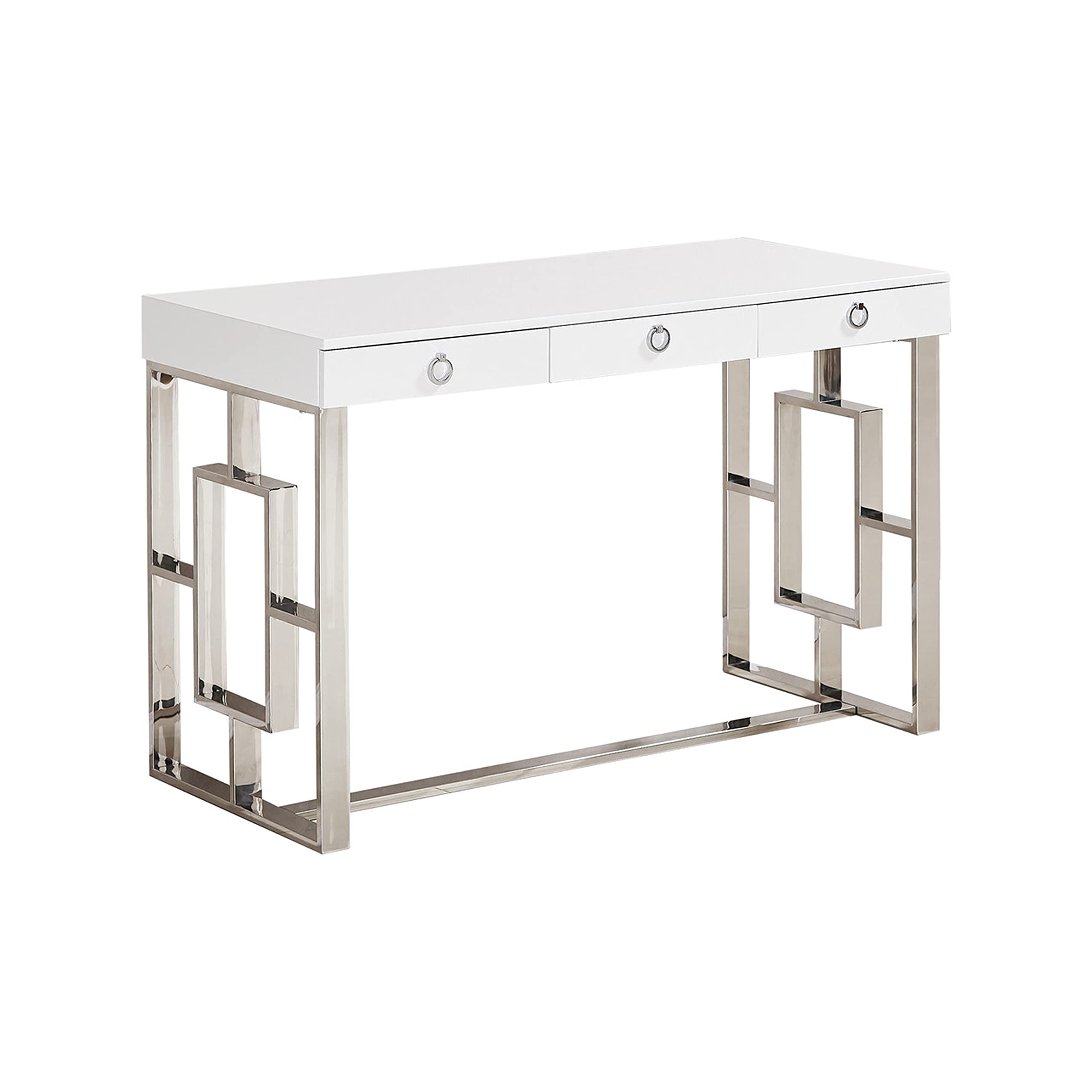 Best Master Furniture BA211 New Modern Desk, White/Silver