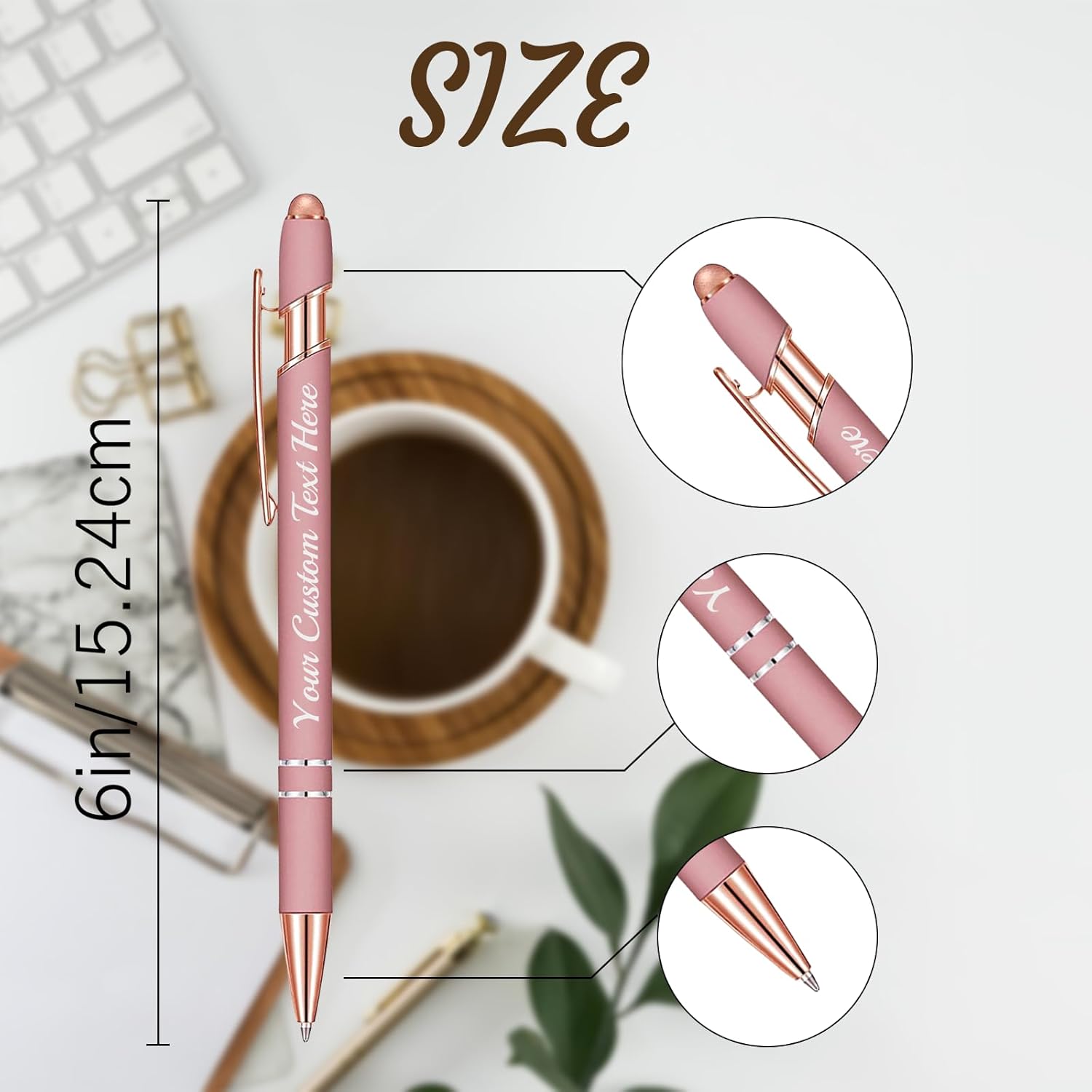 Personalized Pens Custom Pens with Name Message Logo Customized Pens Engraved 0.5 mm Ballpoint Pens Bulk with Stylus for Business School(Red 24Pcs)