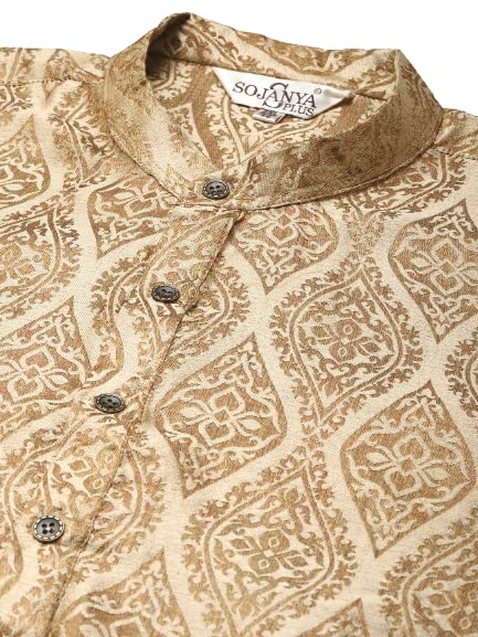 Image of SOJANYA (Since 1958 Men's Jacquard Silk Printed Kurta & Pyjama Set